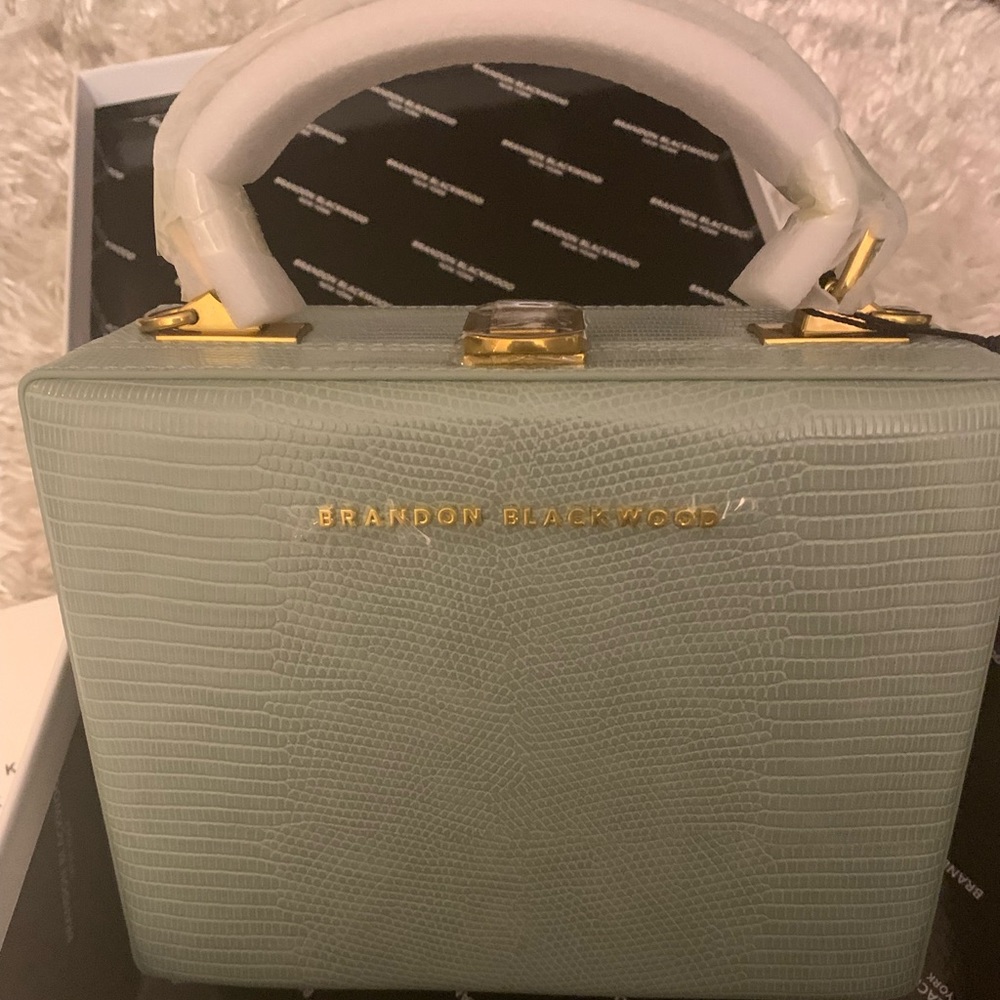 Brandon Blackwood Kendrick Trunk in Green Lizard Embossed with Gold Hardware